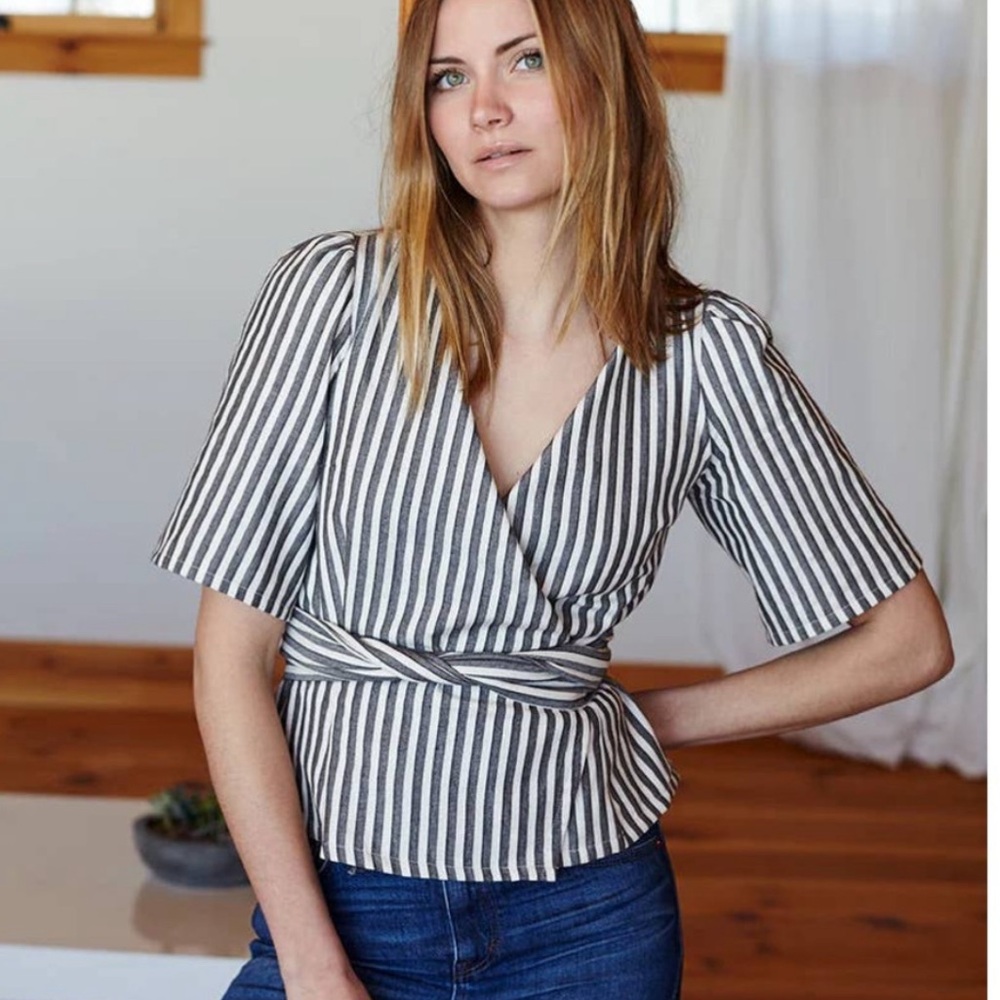 Emerson Fry Wrap Top - Organic Stripe